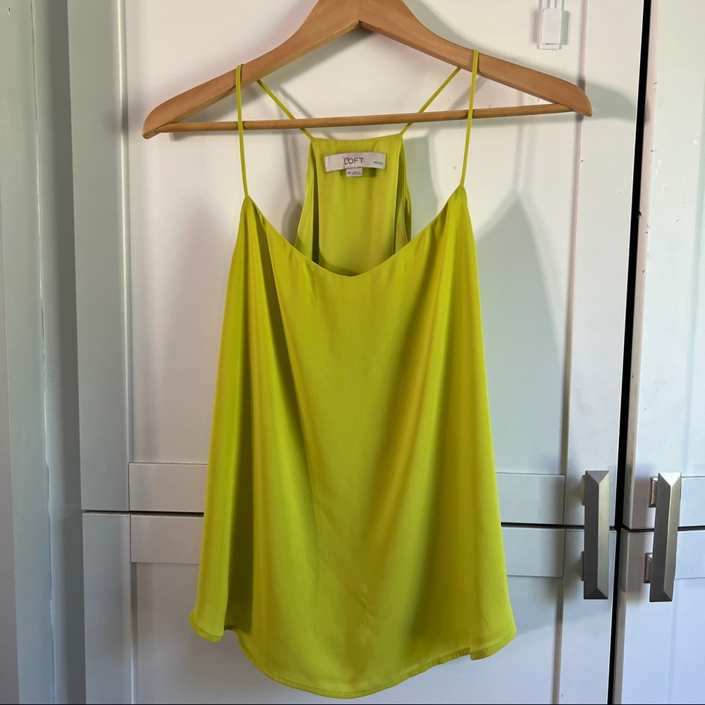 Loft Women Size Medium Petite Chartreuse Spaghetti Strap Top